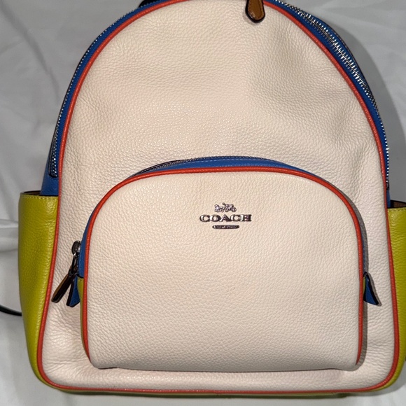 Coach Court Backpack In Colorblock CJ597 Chalk Multi - Picture 2 of 11